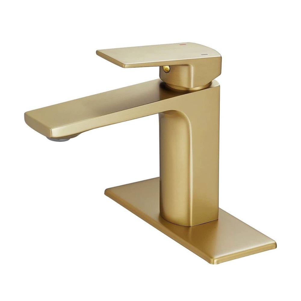 Brushed Gold Bathroom Sink Faucet Single Handle